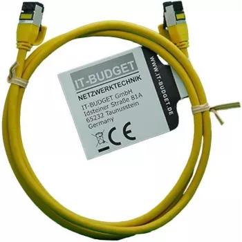 Cabo de rede Premium Full Copper IT-BUDGET - Slim AWG 28 - Cat.8.1 - 2000 MHz - sem halogéneos - PoE+ - 40 Gbit - amarelo - 1,5 m