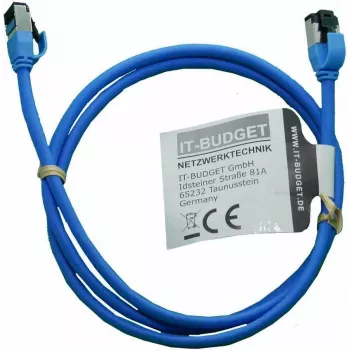 Cabo de rede Premium Full Copper IT-BUDGET - Slim AWG 28 - Cat.8.1 - 2000 MHz - sem halogéneos - PoE+ - 40 Gbit - azul - 1 m