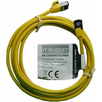 Cabo de rede Premium Full Copper IT-BUDGET - Slim AWG 28 - Cat.8.1 - 2000 MHz - sem halogéneos - PoE+ - 40 Gbit - amarelo - 2 m