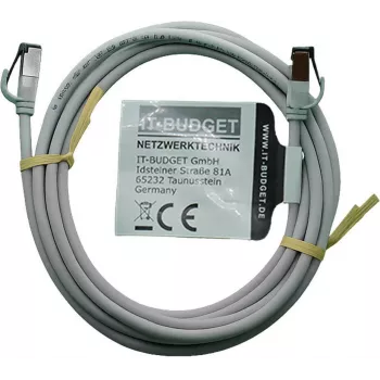 Cabo de rede Premium Full Copper IT-BUDGET - Slim AWG 28 - Cat.8.1 - 2000 MHz - sem halogéneos - PoE+ - 40 Gbit - cinzento - 3 m
