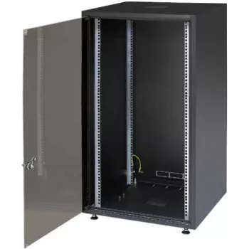 Armário de rede 19 inch IT-BUDGET SJB - 18U - 600x600 mm - porta de vidro - painel traseiro - preto (W-SJB6060-18S-161)