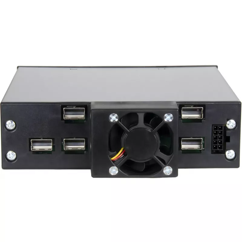 Inter-Tech IPC ST-5244 gaveta móvel hot-swap 4 baías 2,5 polegadas SATA/SAS para baía de 5,25 polegadas, Preto