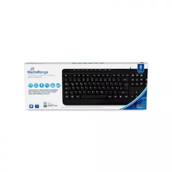 MediaRange teclado multimédia com fio, QWERTY (DE), Preto (MROS102-GR)