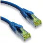 Cabo patch premium IT-BUDGET cobre maciço - Super Flex TPE - Cat.6A - com cabo bruto Cat.7 - 600 MHz - sem halogéneos - PoE+ - 10 GBit - azul - 1,5 m