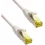Cabo patch premium IT-BUDGET cobre maciço - Super Flex TPE - Cat.6A - com cabo bruto Cat.7 - 600 MHz - sem halogéneos - PoE+ - 10GBit - branco - 0,50 m