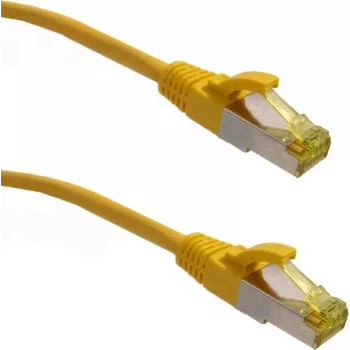 Cabo patch premium IT-BUDGET cobre maciço - Super Flex TPE - Cat.6A - com cabo bruto Cat.7 - 600 MHz - sem halogéneos - PoE+ - 10GBit - amarelo - 1 m (90ITBFLEX6A7PK1Y)