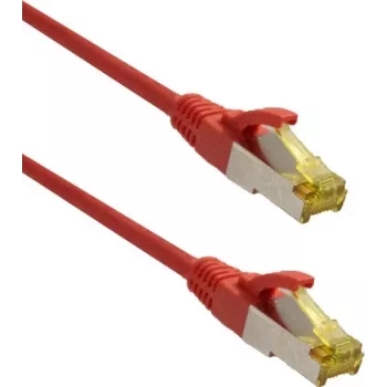 Cabo patch premium IT-BUDGET cobre maciço - Super Flex TPE - Cat.6A - com cabo bruto Cat.7 - 600 MHz - sem halogéneos - PoE+ - 10 GBit - vermelho - 2 m (90ITBFLEX6A7PK2R)