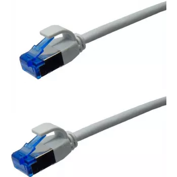Cabo patch premium IT-BUDGET cobre maciço - Slim AWG 28 - Cat.6A - 500 MHz - sem halogéneos - PoE++ - 10 Gbit - cinzento - 1,5 m