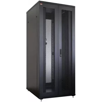 Armário de rede 19 polegadas IT-BUDGET SRK - 42U - 800x800 mm - portas duplas perfuradas à frente e atrás - calhas de cabos - Flatpack - preto (RAL 9005)