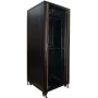 Armário de rede 19 polegadas IT-BUDGET SRK - 42U - largura 800mm profundidade 800mm - porta de vidro/aço - calhas de cabos - Flatpack - preto (90ITB19SRK4288GSN)