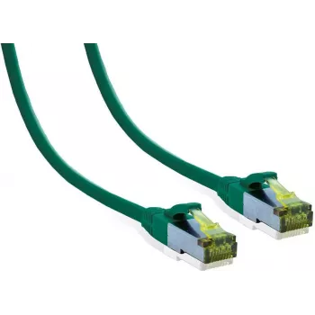 IT-BUDGET Cabo de rede Premium Full Copper - Cat.6A com cabo bruto Cat.7 - 600 MHz - sem halogéneos - PoE+ - 10GBit - verde - 0,25 m