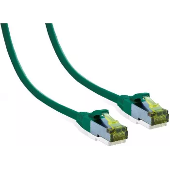 IT-BUDGET Cabo de rede Premium Cat.6A com cabo bruto Cat.7 - 600 MHz - LSZH - PoE+ - 10 Gigabit - verde - 2 m