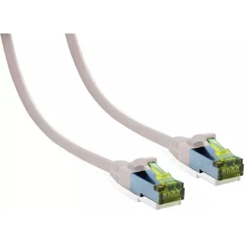 IT-BUDGET Cabo de rede Premium Full Copper - Cat.6A com cabo bruto Cat.7 - 600 MHz - sem halogéneos - PoE+ - 10GBit - branco - 1,5 m