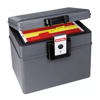 No Fire First Alert 2037FE Cofre portátil - fecho de chave - preto/cinzento - 410x324x127 mm