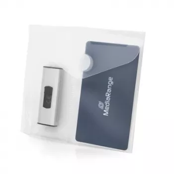 MEDIARANGE caixa de armazenamento para pens USB com 2 compartimentos e furos, embalagem de 10, transparente