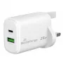 MediaRange Carregador rápido GaN 25W ficha UK, 1x USB-C e 1x USB-A, PD e QC, branco (MRMA112-UK)