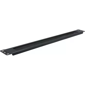 Rockstable painel de gestão de cabos 1U 19 polegadas com vedante de escovas - aço - preto (RS19-BCM)