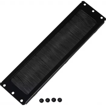 Rockstable painel de passagem de cabos com vedante de escovas - painel de gestão de cabos - preto - 276 mm - 73 mm - 10 mm - 180 g (RS19-CEBM)