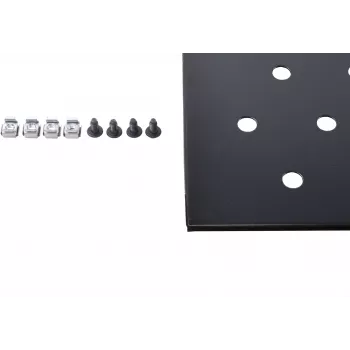 Rockstable prateleira de rack fixa 1U 19 polegadas - aço - preto - capacidade de carga 20 kg - perfuração oval (RS19-FH68)