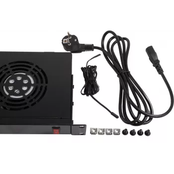 Rockstable unidade de ventilação 1U 19 polegadas - ventoinha de arrefecimento - preto - aço - 2 ventoinhas - 12 cm - 330 m³/h (RS19-FT1U2TM)