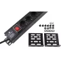 Rockstable régua de tomadas 15 tomadas - distribuidor de energia - preto - 1U - 2 m - 125/250 V - 50-60 Hz (RS19-15PDU)