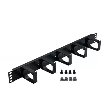 Rockstable painel de gestão de cabos 1U 19 polegadas 5 portas - preto - 483 mm - 74 mm (RS19-03)