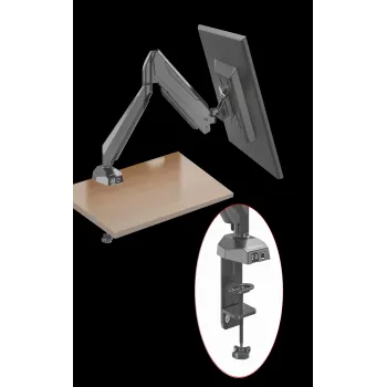 Rockstable RS-MM010B suporte profissional para monitor único - grampo de secretária/passagem - 8 kg - 15-32 polegadas - VESA 75x75/100x100 mm - preto