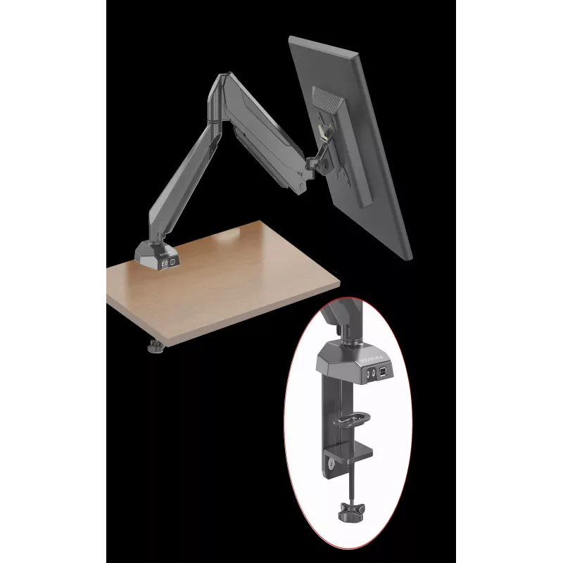 Rockstable RS-MM010B suporte profissional para monitor único - grampo de secretária/passagem - 8 kg - 15-32 polegadas - VESA 75x75/100x100 mm - preto
