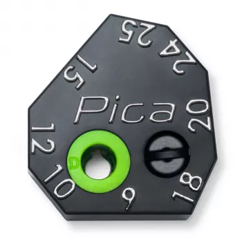 PICA-MARKER Pica Scriber Block - Auxiliar de marcação em plástico ABS preto com afia-lápis, compasso, guia de marcação paralela e em profundidade para caneta automática Pica-Dry Longlife