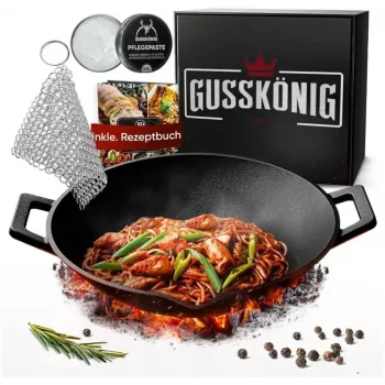 Wok de ferro fundido pré-temperado Gusskönig 36 cm (GK-48)