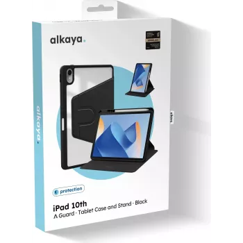 ALKAYA Lucid Capa 360 para iPad 10.ª Geração (10,9 polegadas, 2022) - Preto (CS-40002)
