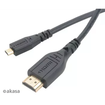 Cabo HDMI High Speed com Ethernet Akasa 1,5m - HDMI Type-A para Micro HDMI - 4K - preto