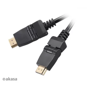 Cabo HDMI Akasa 2m - High Speed com Ethernet, 4K @ 30Hz, banhado a ouro, preto