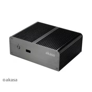 Caixa de mini PC sem ventoinha Akasa Newton T para Intel NUC (UCFF/Thin Mini-ITX) - sem fonte de alimentação - preta