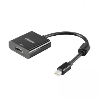 Adaptador de vídeo Akasa Mini DisplayPort macho para HDMI fêmea - 4K@30Hz, preto