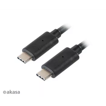 Cabo Akasa AK-CBUB26-10BK USB-C para USB-C 1m - USB 3.2 Gen 2 - 10 Gbit/s - 100W PD - preto