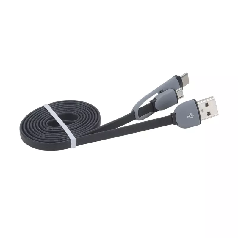 Cabo Akasa AK-CBUB35-10BK USB 2.0 - USB A para Micro-USB B com adaptador USB-C - 1 m - preto