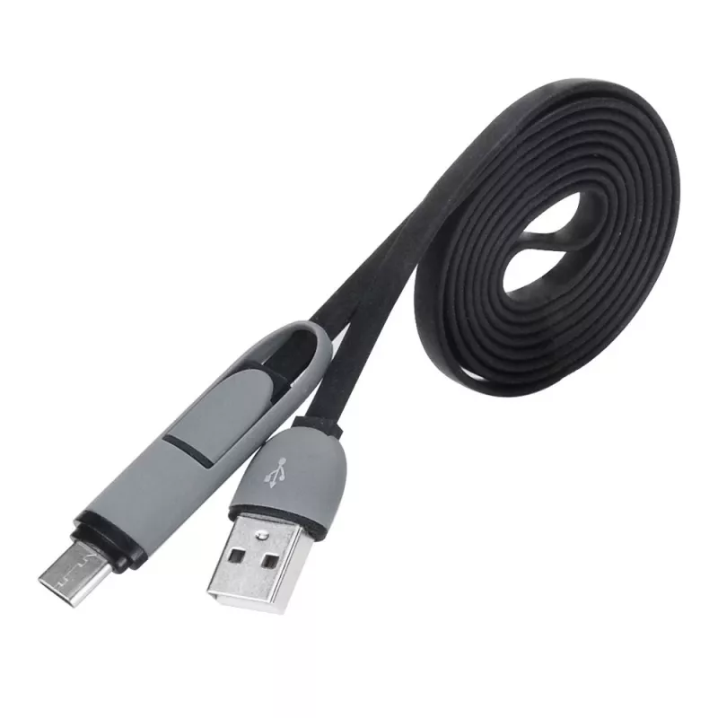 Cabo Akasa AK-CBUB35-10BK USB 2.0 - USB A para Micro-USB B com adaptador USB-C - 1 m - preto