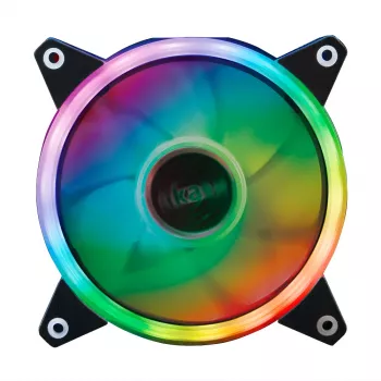 Ventoinha Akasa Vegas R7 120 mm RGB LED, 500-1500 rpm, 41,9 CFM, 23,8 dB(A), PWM, RGB 4 pinos, ASUS Aura Sync, MSI Mystic Light Sync, Gigabyte Fusion