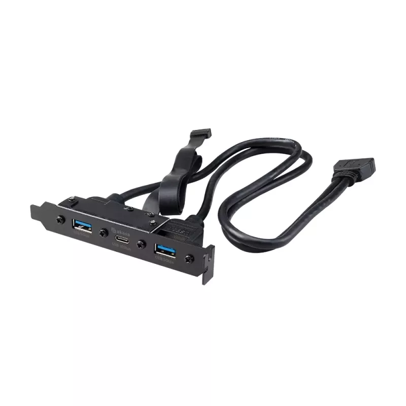 Cabo adaptador interno Akasa USB 3.1 Gen 2 com duas fichas USB 3.0 Type-A - 50 cm - preto