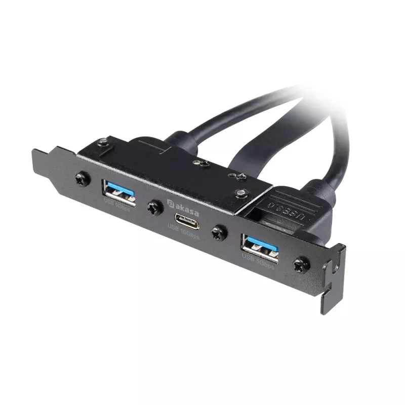 Cabo adaptador interno Akasa USB 3.1 Gen 2 com duas fichas USB 3.0 Type-A - 50 cm - preto