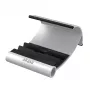 Suporte Akasa Leo em alumínio e preto para tablet com três ângulos de visualização