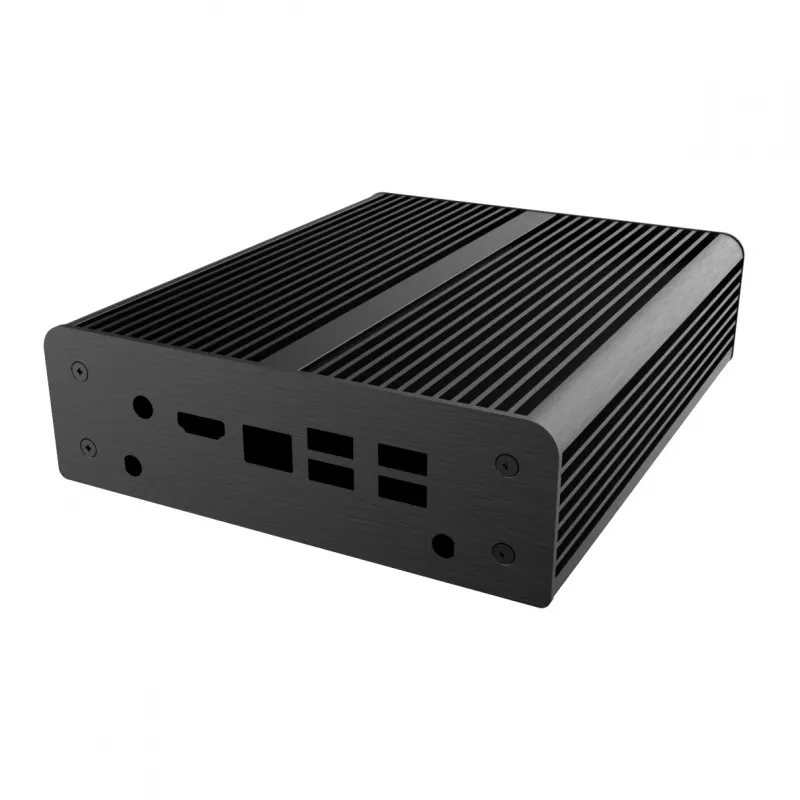 Caixa Akasa Newton NE Mini-ITX - preto - alumínio - sem ventoinha - HDD/SSD 2,5 polegadas - 150,6 mm