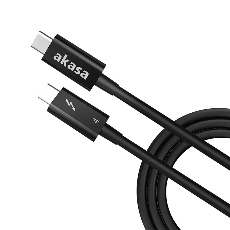 Cabo Akasa Thunderbolt 4 USB-C para USB-C 1m 40Gbps 100W PD 8K60Hz preto