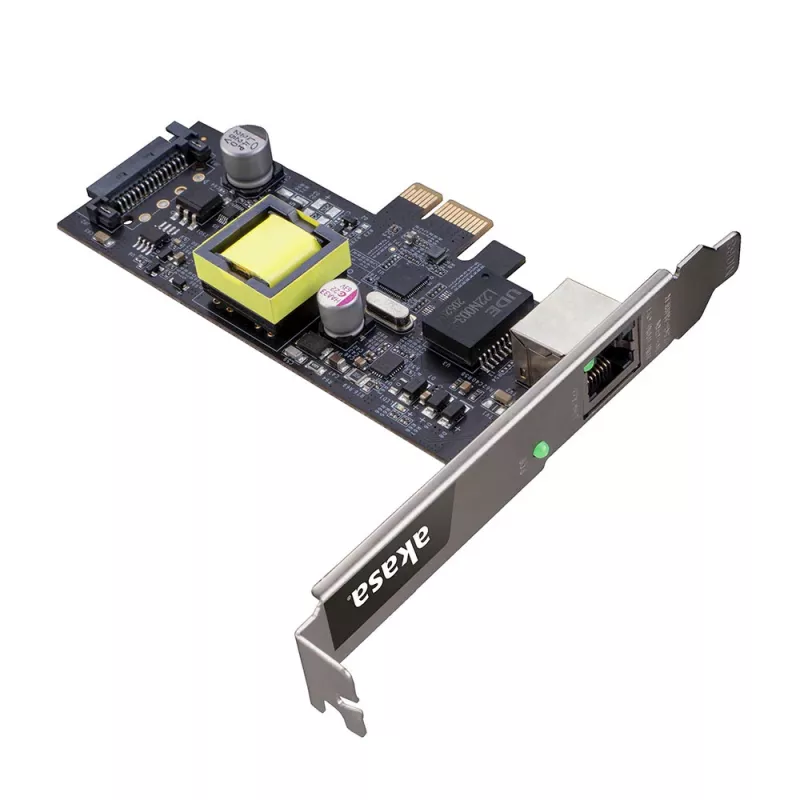 Placa de rede Akasa 2.5G PCIe com PoE até 25,5 W