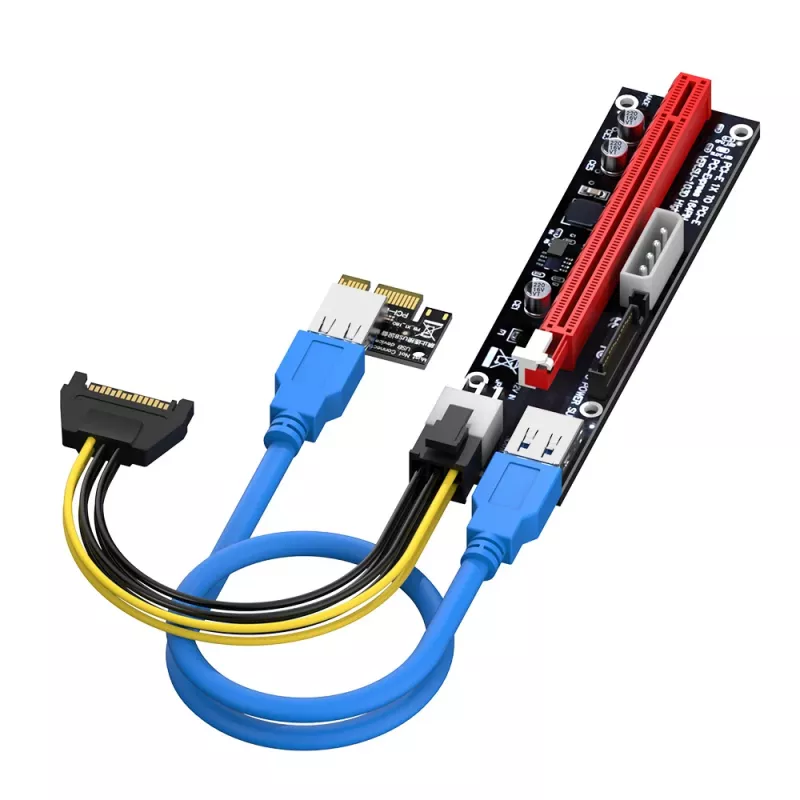 Placa adaptadora Akasa 6 conjuntos PCIe Riser para mineração de GPU X16 para X1