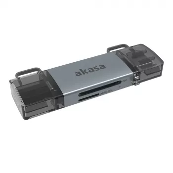 Leitor de cartões duplo Akasa 2 em 1 USB 3.2 OTG