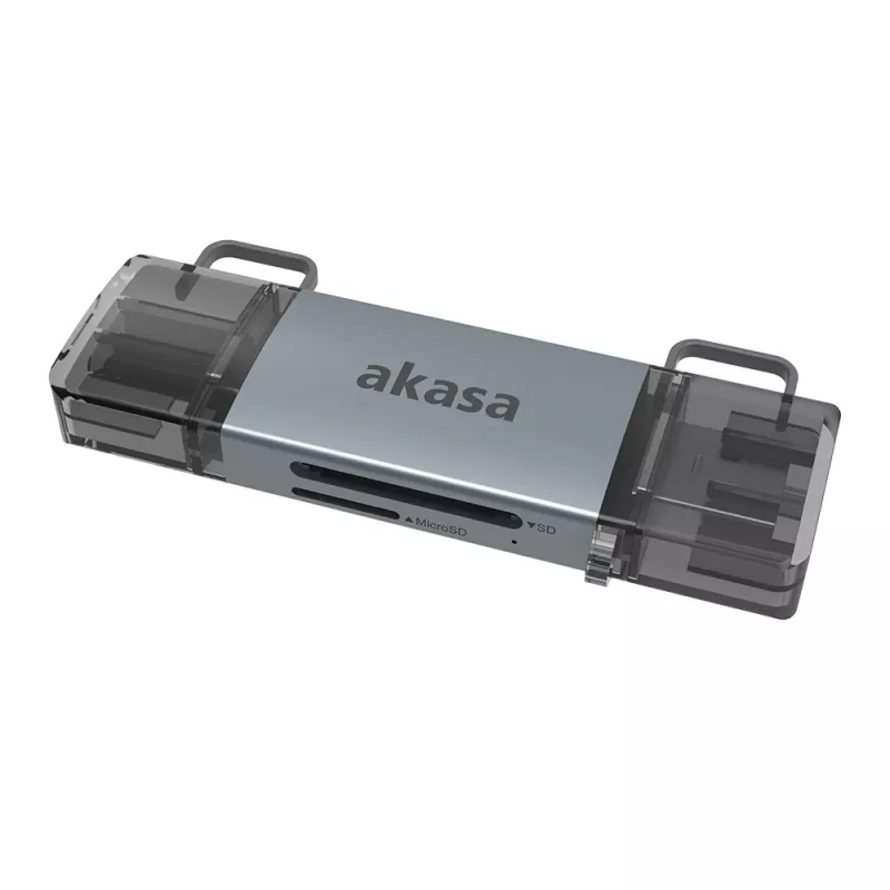 Leitor de cartões duplo Akasa 2 em 1 USB 3.2 OTG