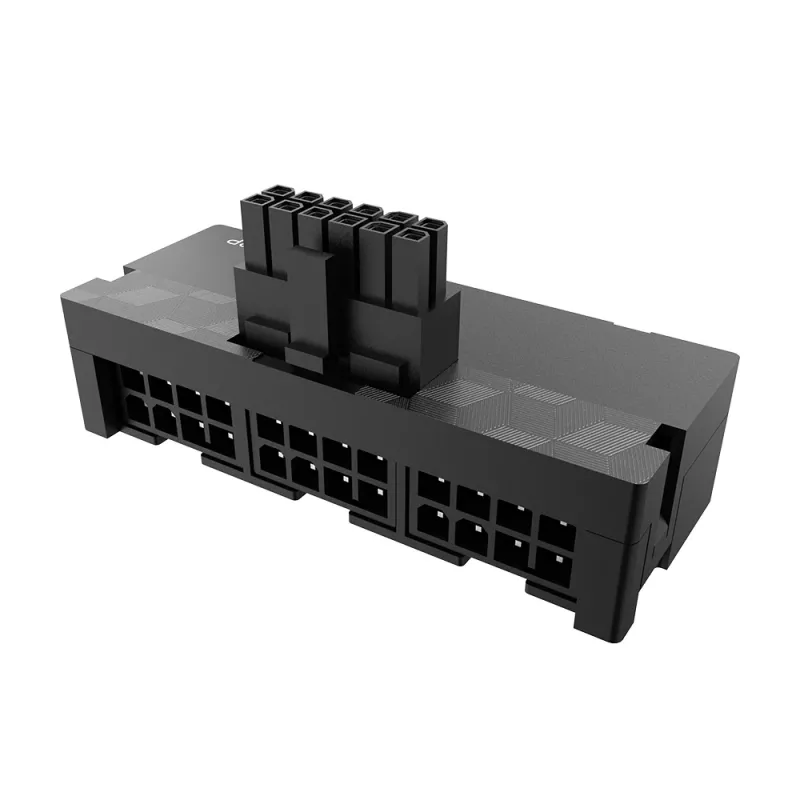 Adaptador Akasa G-Nexus P24 90° 12VHPWR ficha 12+4 pinos para 3x conector fêmea 8 pinos, 600W, preto