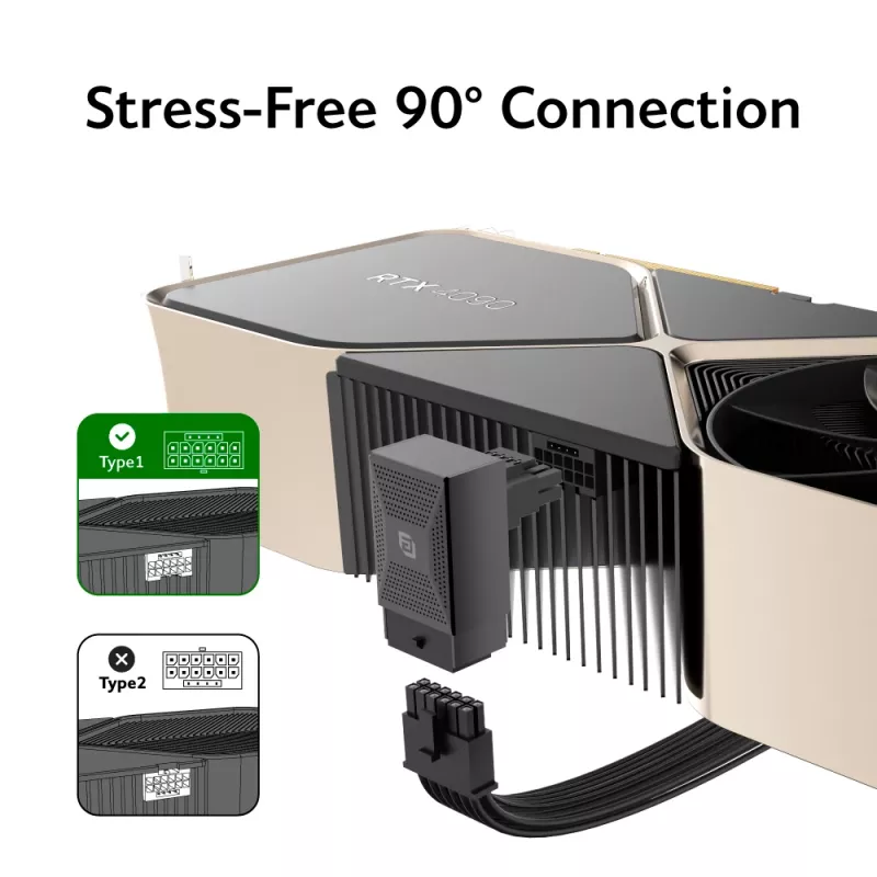 Akasa G-Nexus P16 Plus adaptador de alimentação GPU 90 graus 12V-2x6 com carcaça metálica - preto